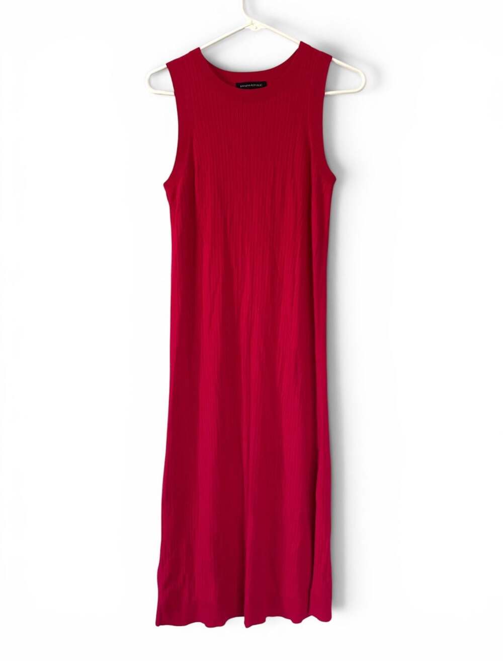 Banana Republic Ribbed Knit Sleeveless Midi Dress Red Size M